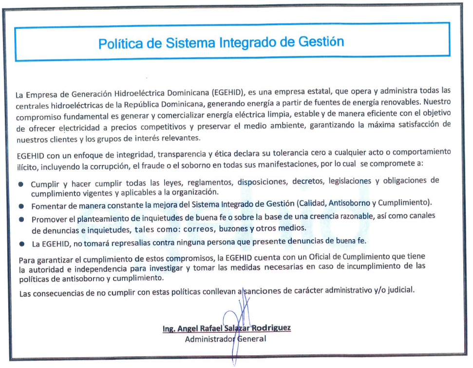 politica sistema integrado de gestion