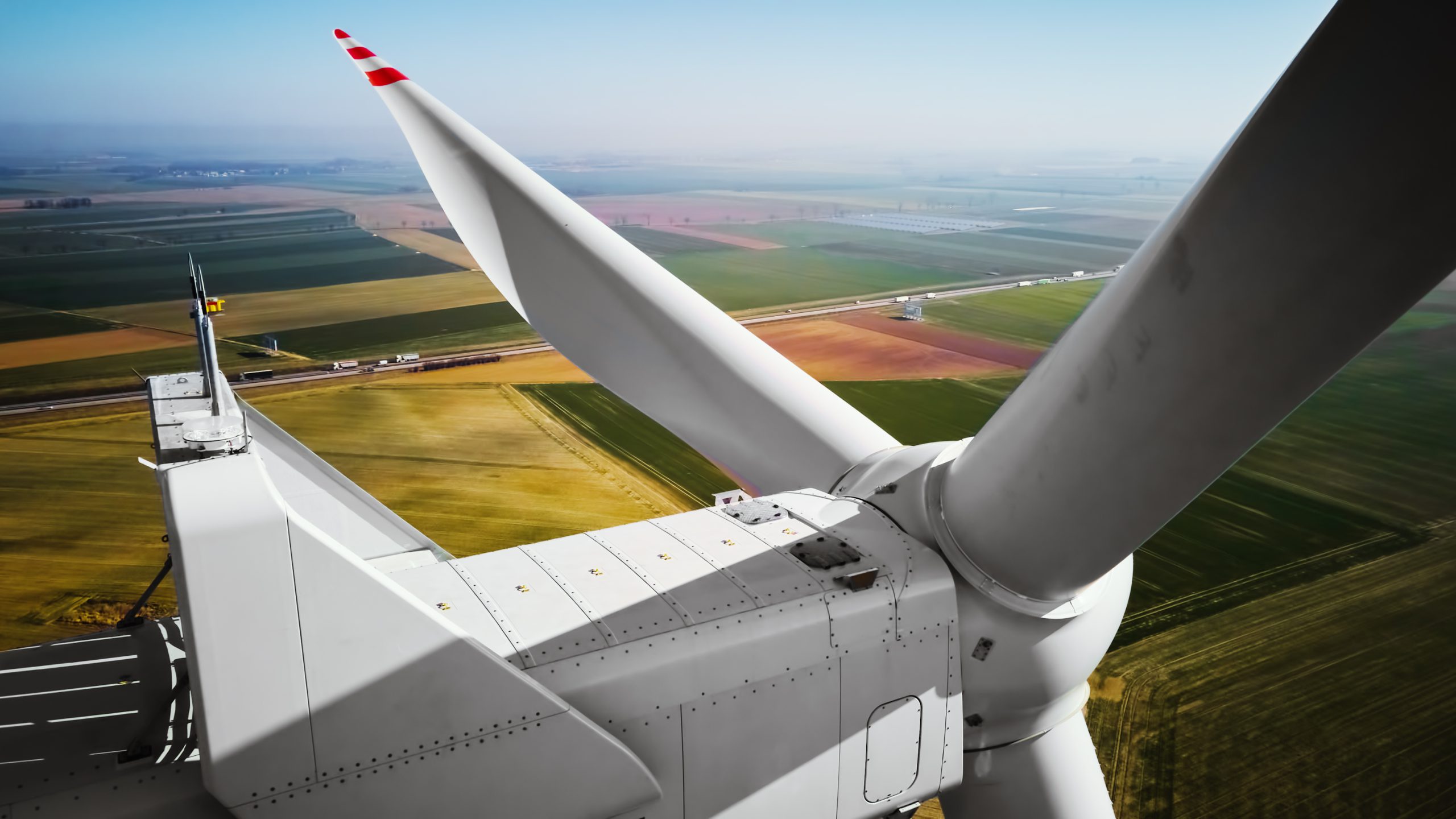 Vista aérea de turbina de viento